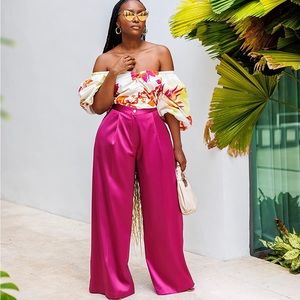 Amazon “The Drop” Tenicka B Orchid Satin Wide Leg Pant.